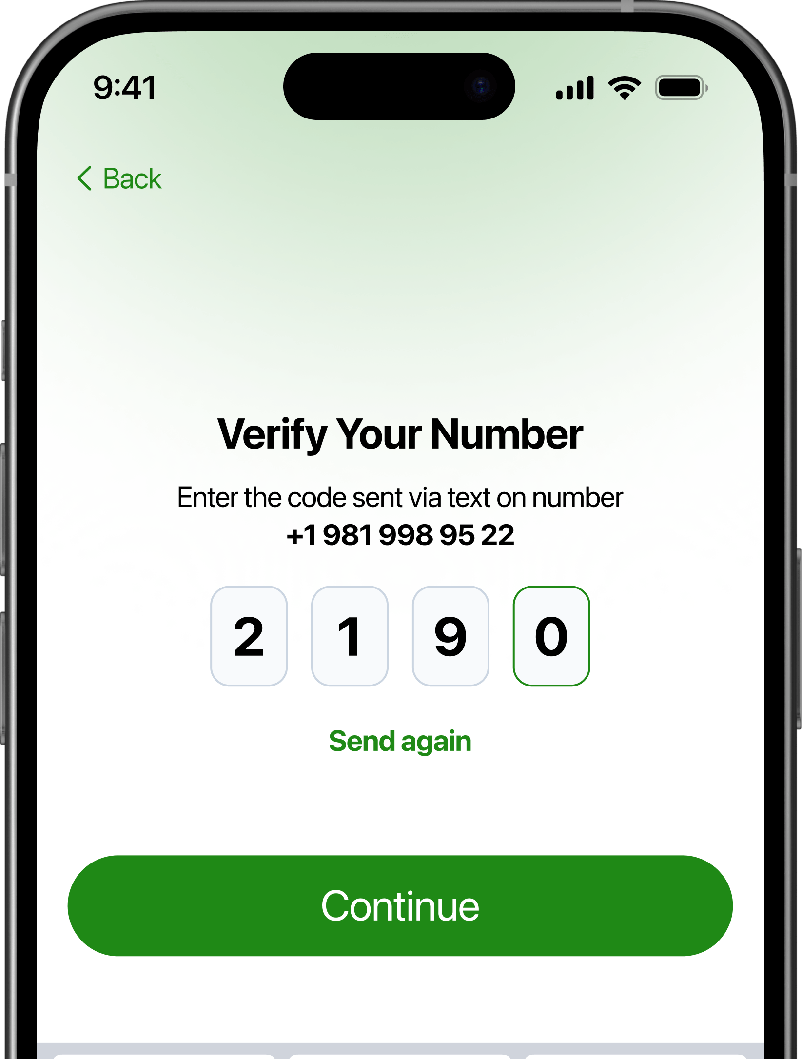 Create an account in one minute
